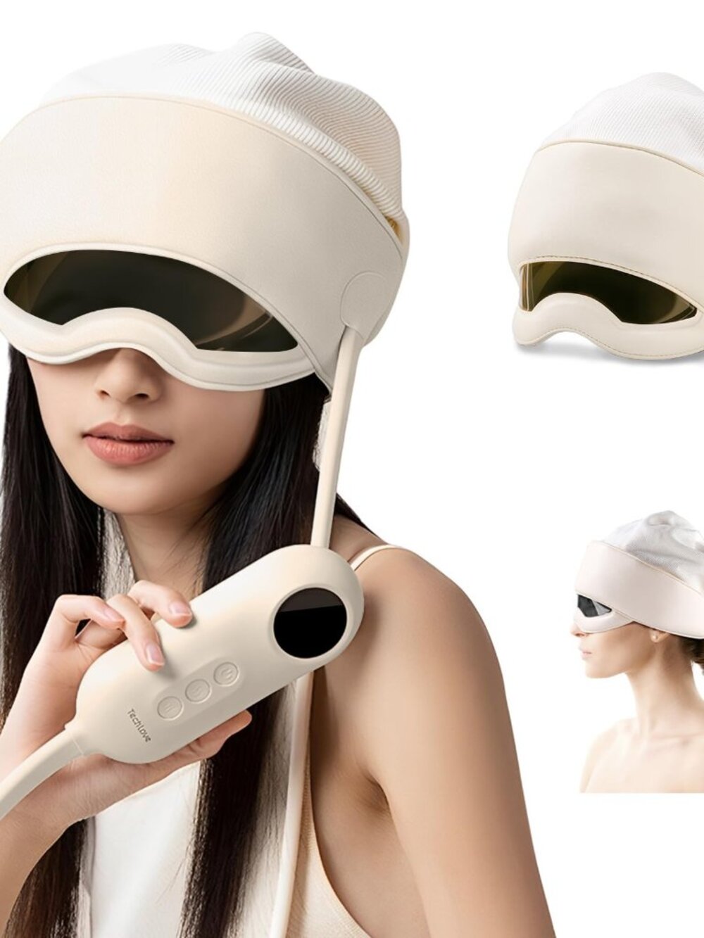 NEW Rechargeable Heated Head and Eye Relaxation Device with Remote, White
